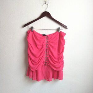 Privy plus 1x hot pink hook + ruching ruffle tube top